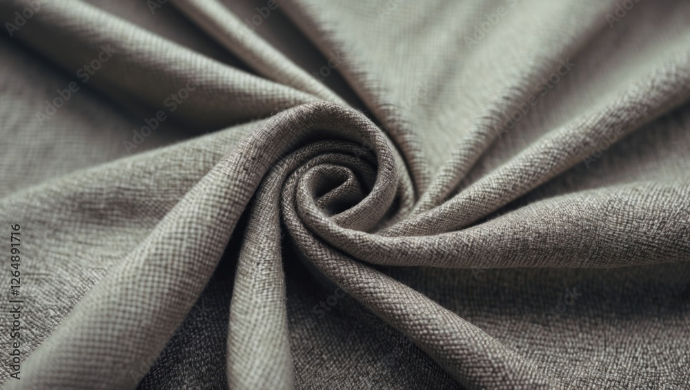 Poster textured fabric spiral close-up in earthy tones with soft focus and ample copy space for design elem