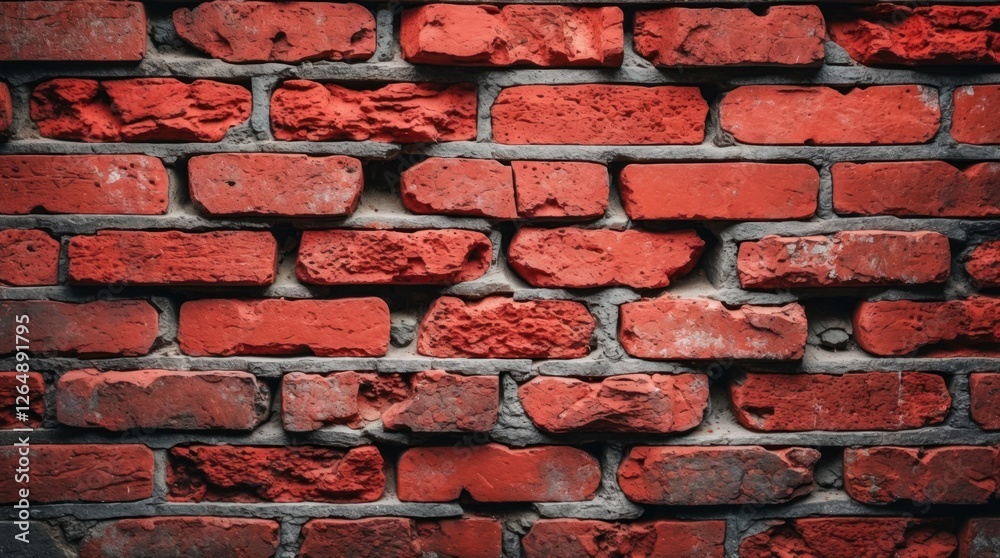 Poster red brick wall texture background with rough surfaces and uneven spacing ideal for construction or i