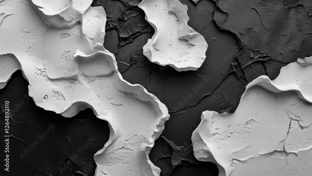 Poster abstract texture background with white and black paint layers and uneven edges ideal for contemporar