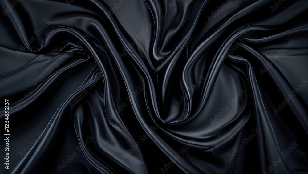 Poster black satin fabric texture with smooth folds and waves suitable for backgrounds and textile design c