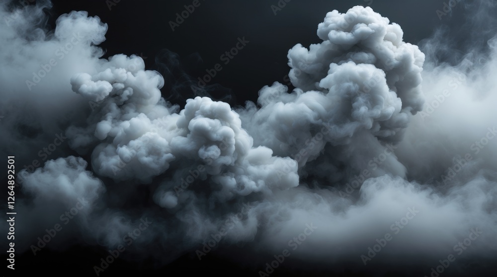 Aufkleber dark gray smoke clouds on a black background with dramatic lighting and texture ideal for creative d
