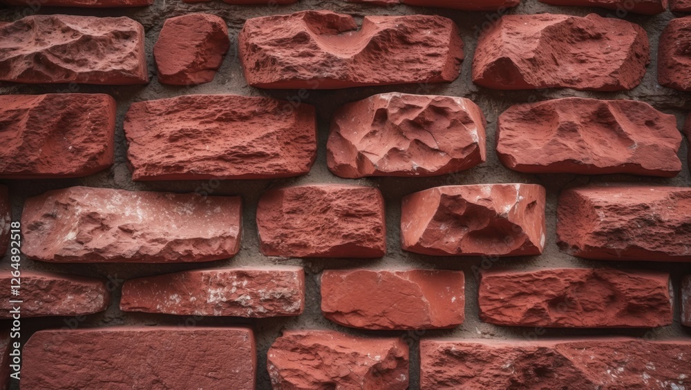 Aufkleber Textured red brick wall with varying sizes and shapes of bricks ideal for background use and design applications Copy Space