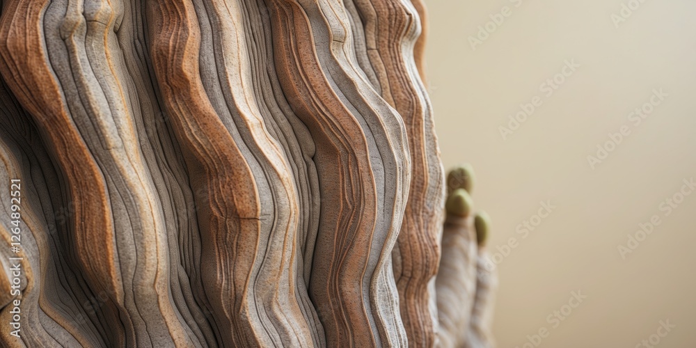 Aufkleber Close-up view of textured wooden surface with wavy patterns and subtle colors and Copy Space for text placement