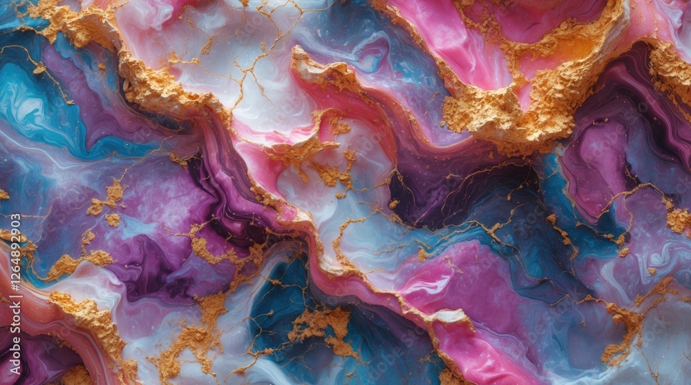 Aufkleber colorful abstract agate stone background featuring pink, blue, and gold elements with fluid patterns