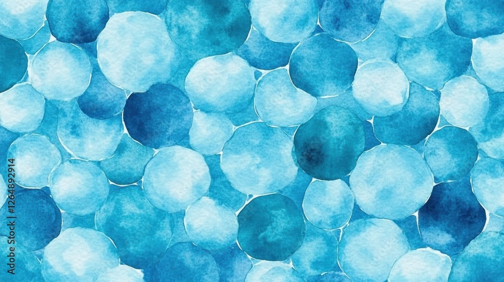Aufkleber soft textured watercolor background with blue and turquoise circles for artistic design projects