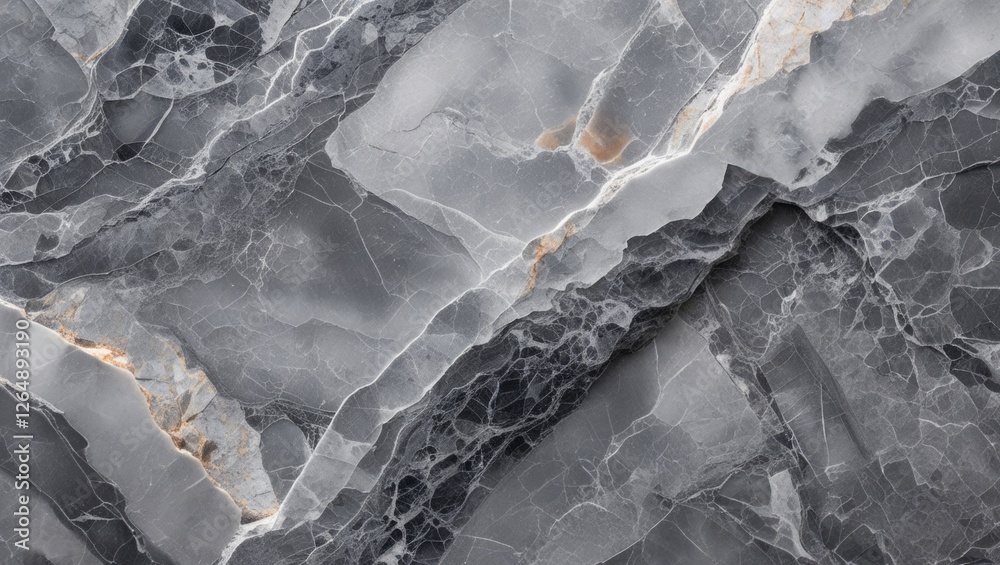 Poster Gray marble texture with intricate patterns and natural veining suitable for background use and design elements. Copy Space