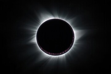spectacular total solar eclipse with corona visible, diamond ring effect, stars emerging in darkened sky, ethereal cosmic phenomenon