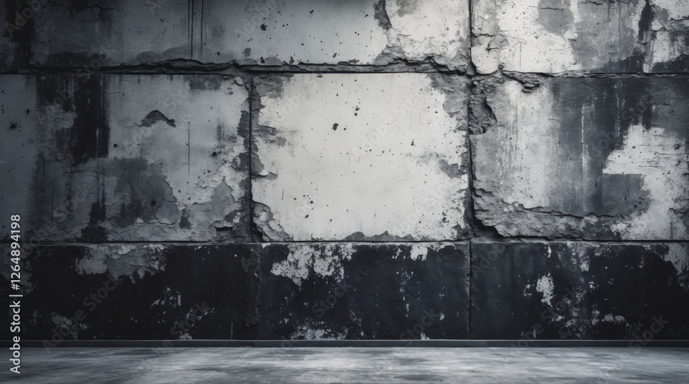 Aufkleber grunge concrete wall texture with cracks and peeling paint empty space for design purposes