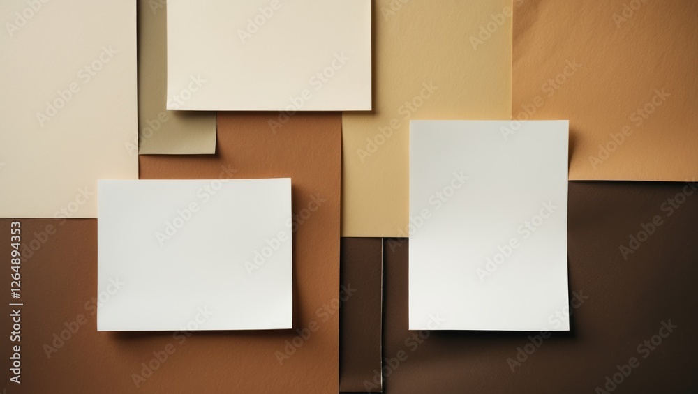 Aufkleber Assorted Textured Paper Sheets in Neutral Tones with Blank Spaces for Copy Space and Design Elements