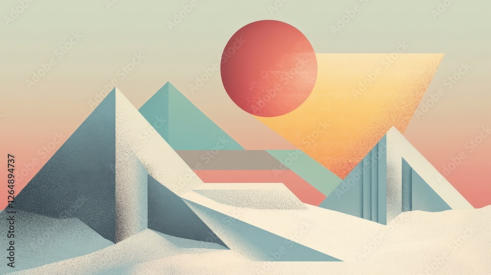 Poster a minimalist design with angular lines and sharp-edged shapes, such as triangles and rectangles, con
