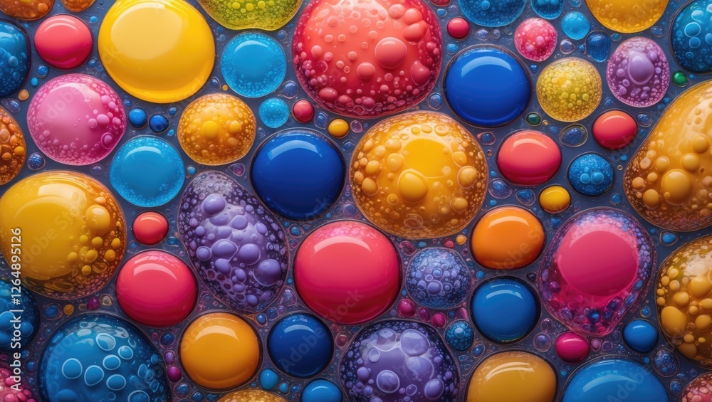 Leinwandbilder colorful abstract background of vibrant round bubbles in various shapes and sizes with glossy textur
