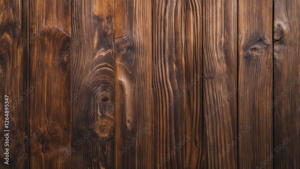Aufkleber Dark stained wooden texture background with visible grain patterns and knots ideal for design use with Copy Space