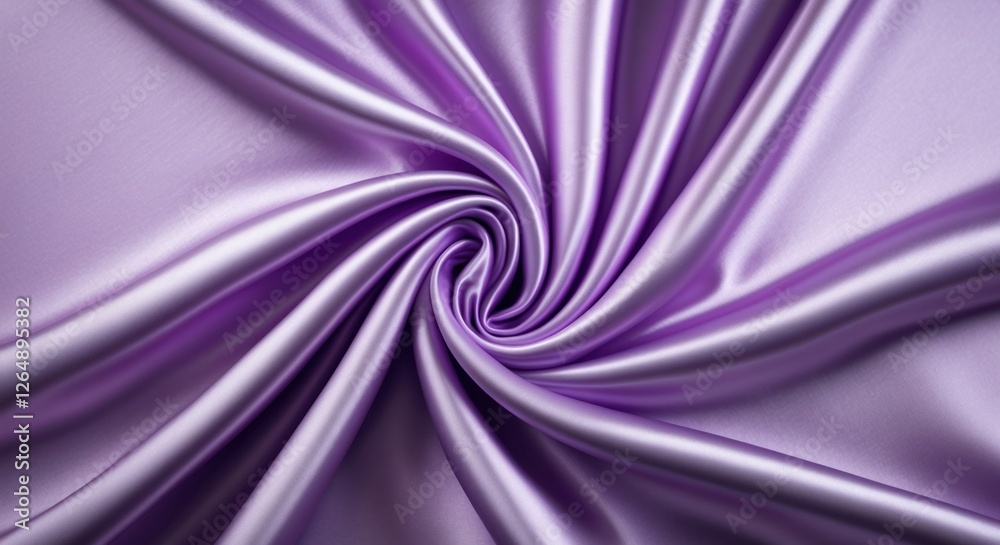 Poster Purple satin fabric texture with swirled pattern displaying smooth and shiny surface ideal for background use or textile design. Copy Space