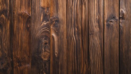 Dark stained wooden texture background with visible grain patterns and knots ideal for design use with Copy Space
