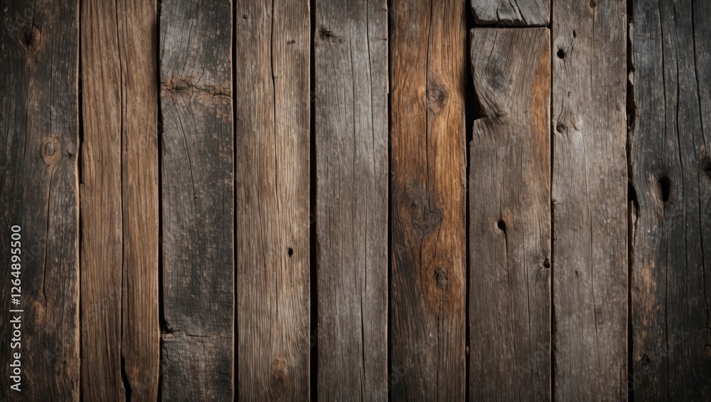 Poster Wooden planks background texture with variations in color and grain showing age and wear suitable for design projects Copy Space