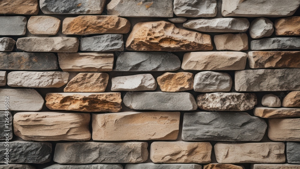 Leinwandbilder textured wall made of various natural stones in neutral tones suitable for background use with copy 