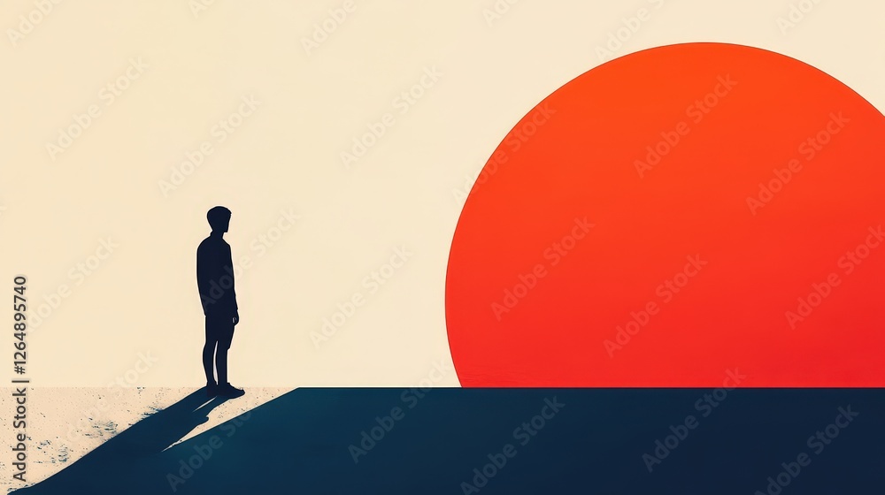 Fototapete a minimalist poster design with bold typography and a simple color palette, delivering a powerful me