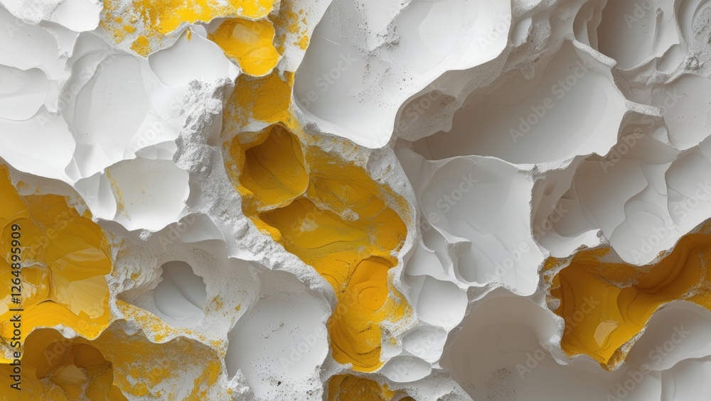 Aufkleber abstract close-up of textured surface featuring organic shapes in white and yellow hues with smooth 