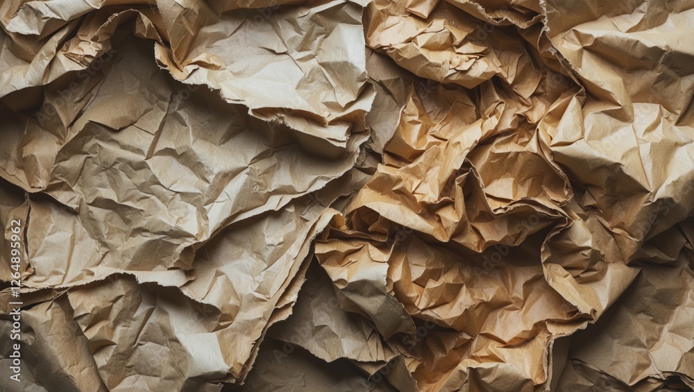 Poster crumpled brown paper texture background with various shades and folds suitable for graphic design us