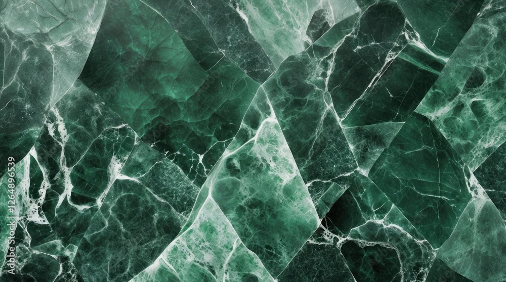 Poster Green and white marble texture with angular patterns and natural veins suitable for backgrounds and surfaces Copy Space