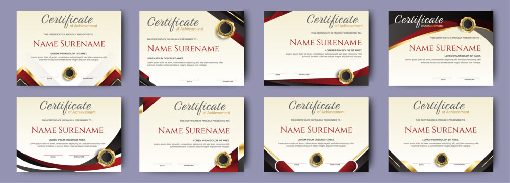 Certificate of completion design. Certificate of achievement, education, award, scholarship, bachelor degree, diploma. vector - Powered by Adobe