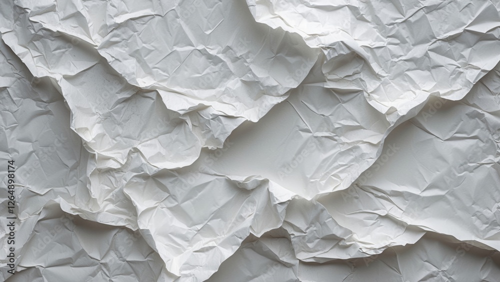Poster Crumpled white paper background texture with folds and creases suitable for design applications and print media Copy Space