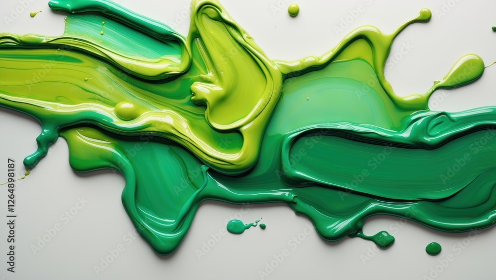 Poster green paint strokes abstract background with texture and blending effects on white surface, copy spa