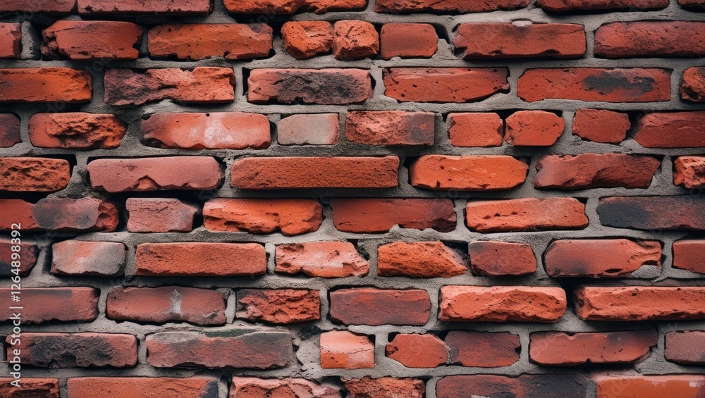 Leinwandbilder Red brick wall texture with various shades and patterns including weathered and smooth bricks ideal for background design and architecture Copy Space