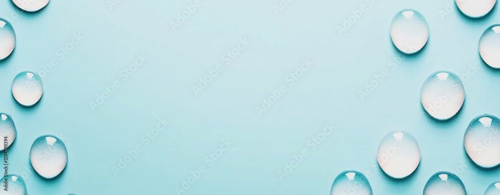 Poster water droplets on light blue background creating a serene and calming atmosphere for wellness and re