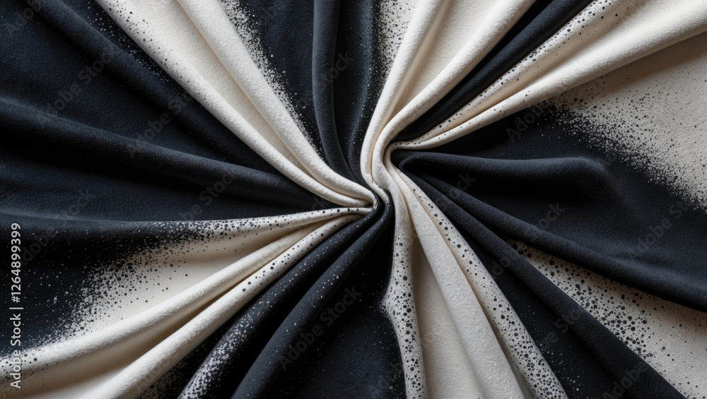 Aufkleber Abstract fabric texture in black and beige tones with gradient pattern suitable for textile design and fashion backgrounds Copy Space
