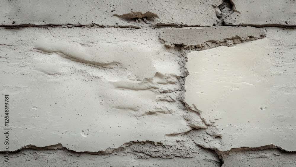 Aufkleber cracked and damaged white plaster wall texture with visible imperfections and rough patches suitable
