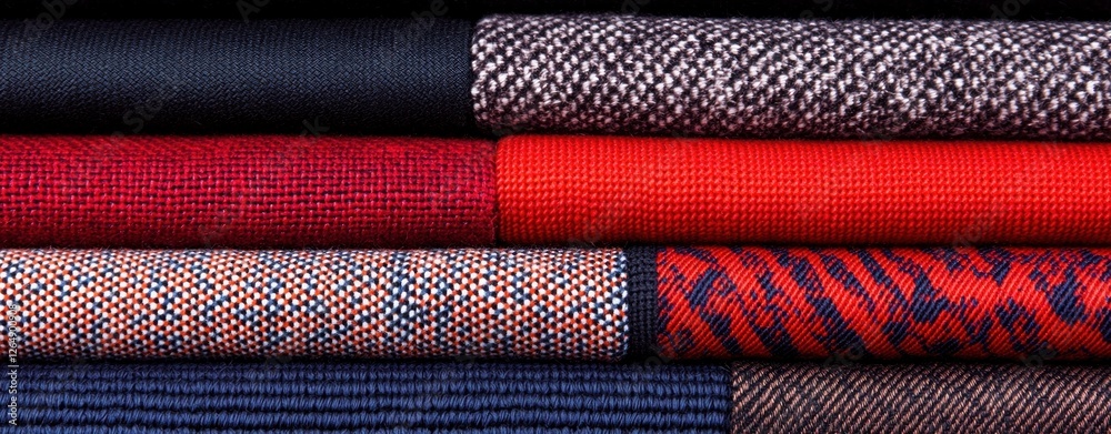 Poster colorful collection of textured fabrics for fashion and home decor projects in various patterns and 