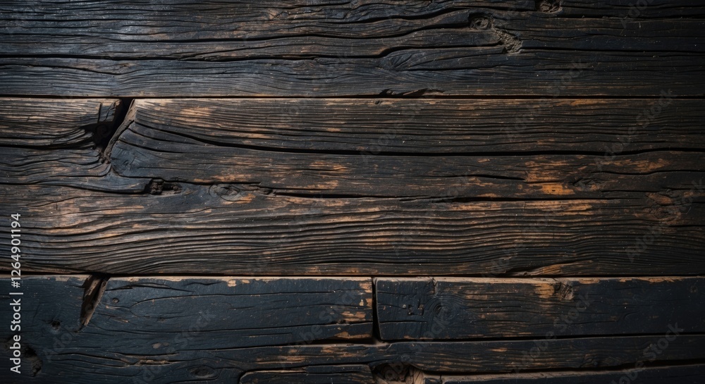 Poster dark weathered wooden texture with deep grooves and scratches ideal for backgrounds or design elemen