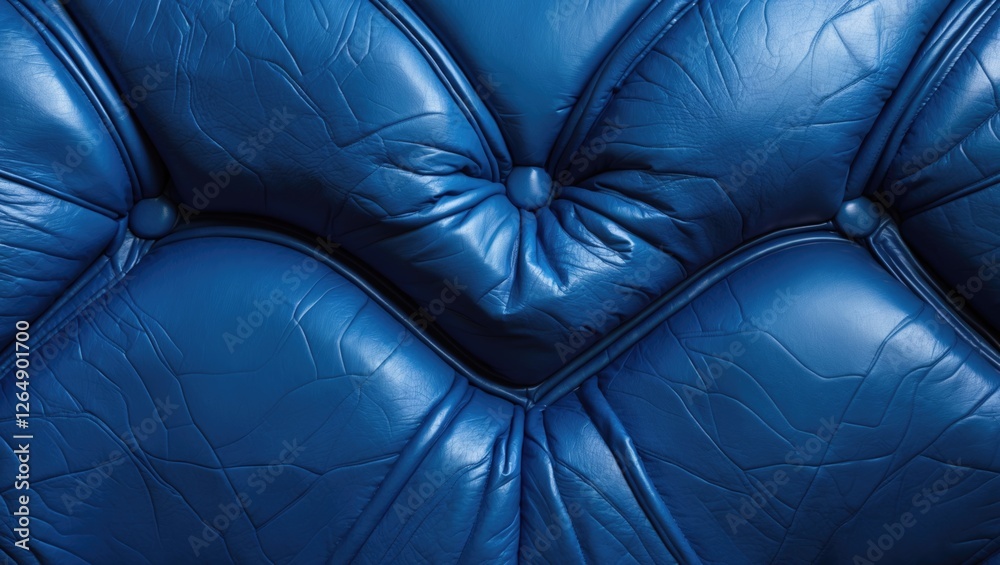 Aufkleber blue leather tufted upholstery close-up textured background with visible creases and buttons copy sp