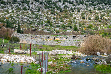 Fototapeta premium The remains of the ancient city of Limyra, are situated on the Kumluca-Finike road 11 km after Kumluca, in Zengerler village, and on the mountain hillsides to the Finike plain, Antalya 