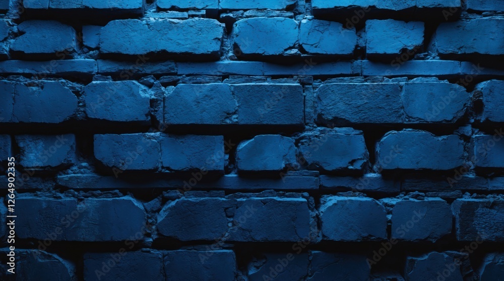 Aufkleber Blue brick wall texture background with uneven surface and deep shadows suitable for various design applications Copy Space