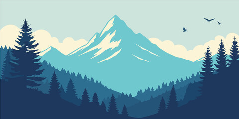 Minimalistic mountains in geometric style
