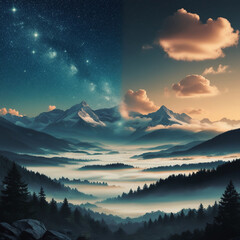 borderline between night and day밤과낮의 경계선Generative AI