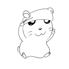 cute hamster wearing a head cover is smiling
