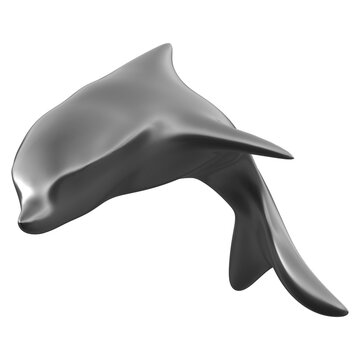 Y2K Silver Dolphin 3D PNG Transparent