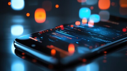 A closeup view of a smartphone featuring a messaging application with prominent endtoend encryption indicators within the chat bubbles. The design evokes a safe environment for exchanging