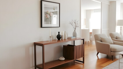 Contemporary interior design blends seamlessly in this modern living room with fireplace and adjacent dining room, showcasing luxurious furniture and ample natural light