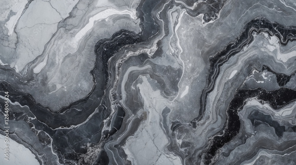 Poster abstract black and white marble texture background with swirls and veins suitable for design project