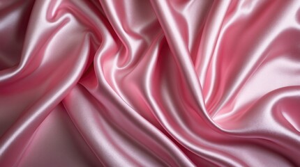 Obraz premium Pink satin fabric texture with soft folds and smooth surface ideal for background or design use Copy Space