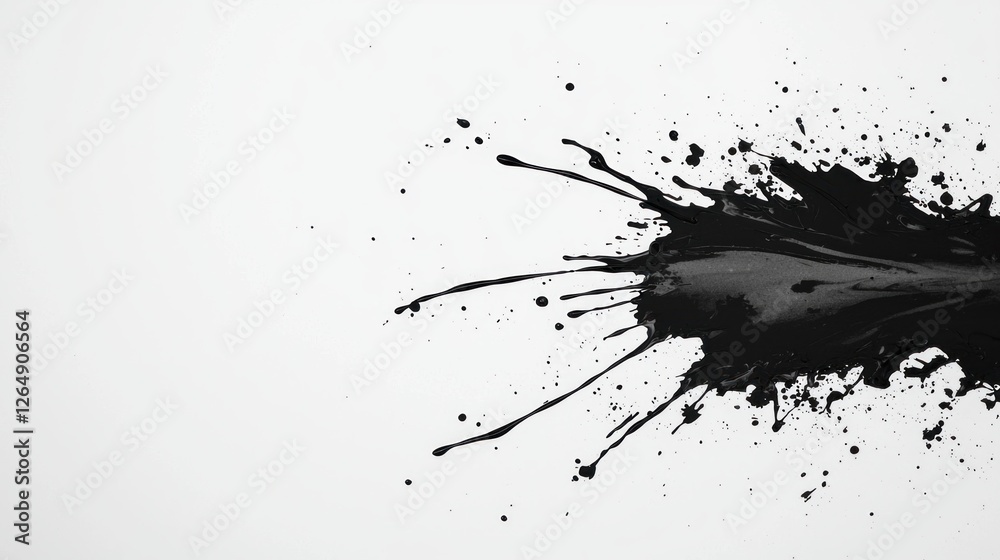 Aufkleber abstract black ink splash on white background for creative artistic design and textured backgrounds 