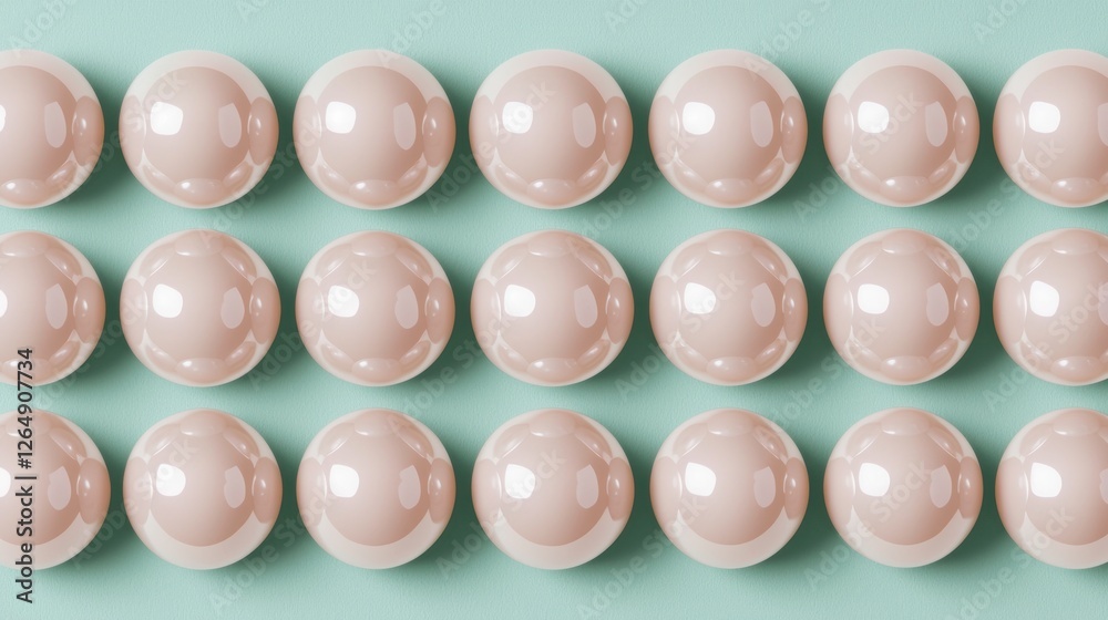 Aufkleber soft pastel colored spheres on mint background in a modern simple arrangement for design and decorat
