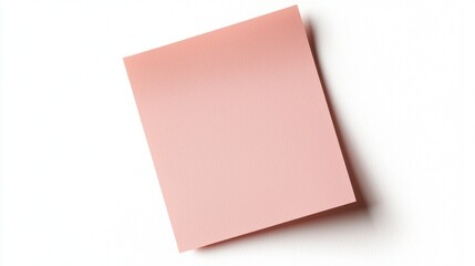 Simple pink sticky note on a white background, perfect for reminders and organization in office or home setting