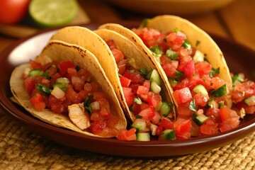 Delicious Tacos with Fresh Salsa on a Rustic Wooden Table