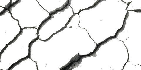 Obraz premium Vector Texture of Cracks and Breaks on Earthquake-Damaged Land Surfaces, Walls, and Floors in Black, White, and Grey, Perfect for Creating Realistic Earthquake Damage in Digital Design and Architectur