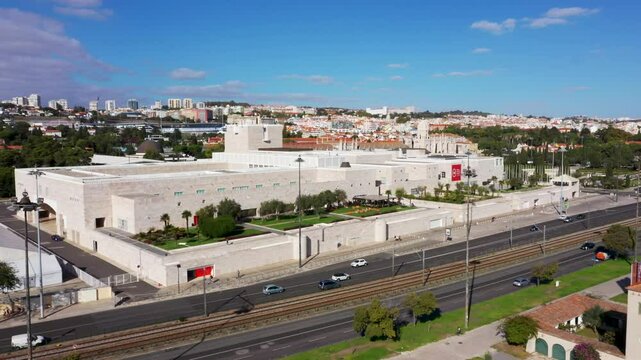 Aerial View Of Centro Cultural de Belem (CCB) Complex In Lisbon, Portugal.